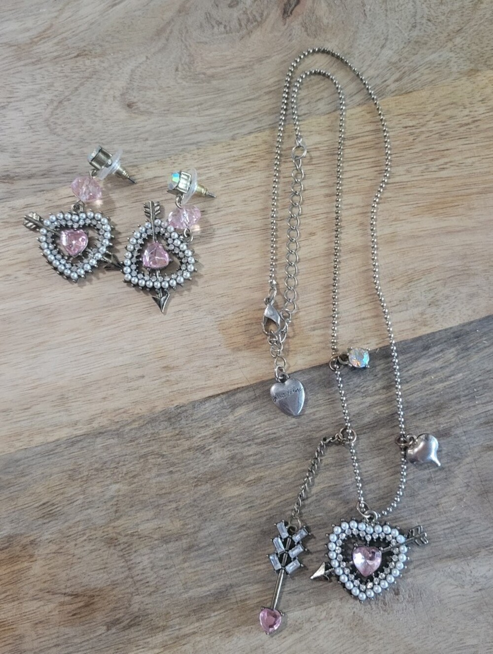 Betsey Johnson Pierced Heart Jewelry Set